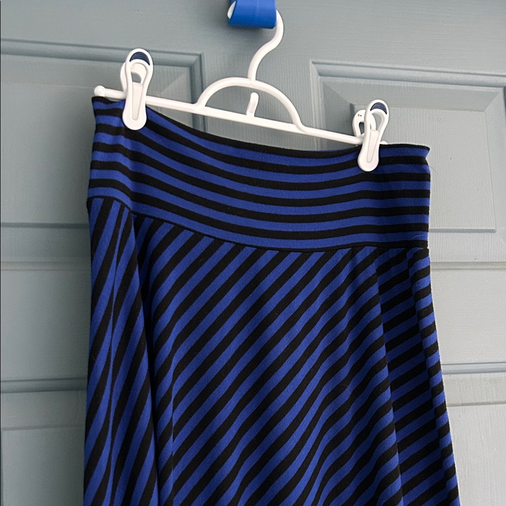 AB Studio Blue and black Striped Maxi Skirt